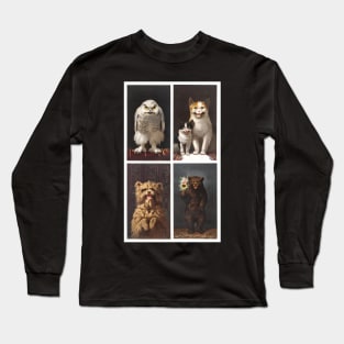 Creepy Vintage Christmas Card Animals Long Sleeve T-Shirt